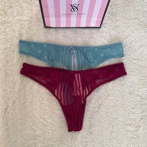 NWT Victoria’s Secret The Lacie Sheer Heritage Thong Panty Duo Size M